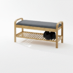 مقعد مع رف خشب بامبو