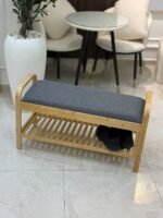 ⁦مقعد مع رف خشب بامبو⁩ - الصورة ⁦2⁩